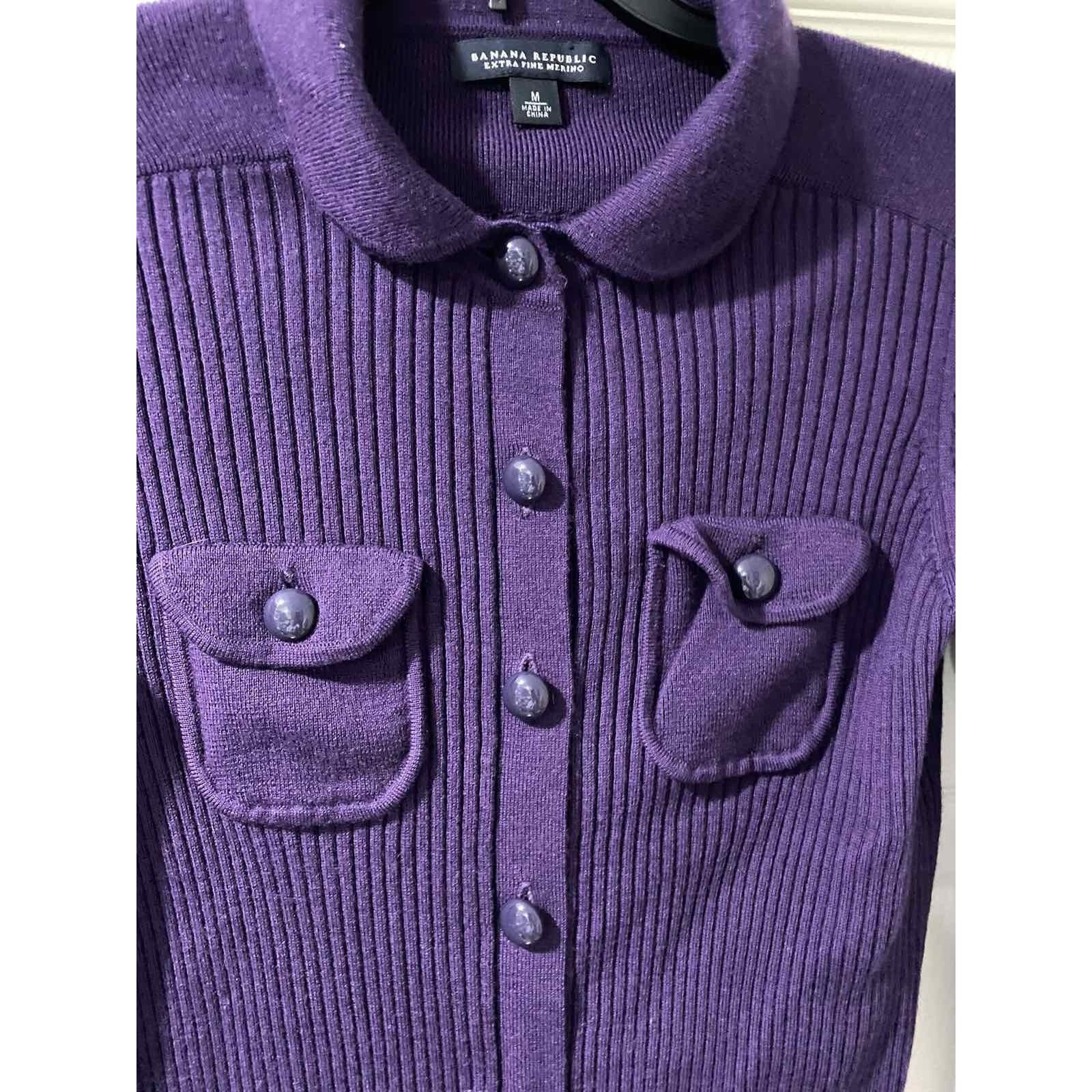 Banana Republic Banana Republic Merino wool Purple Cardigan butons M A001362 Size M / US 6-8 / IT 42-44 - 7 Thumbnail