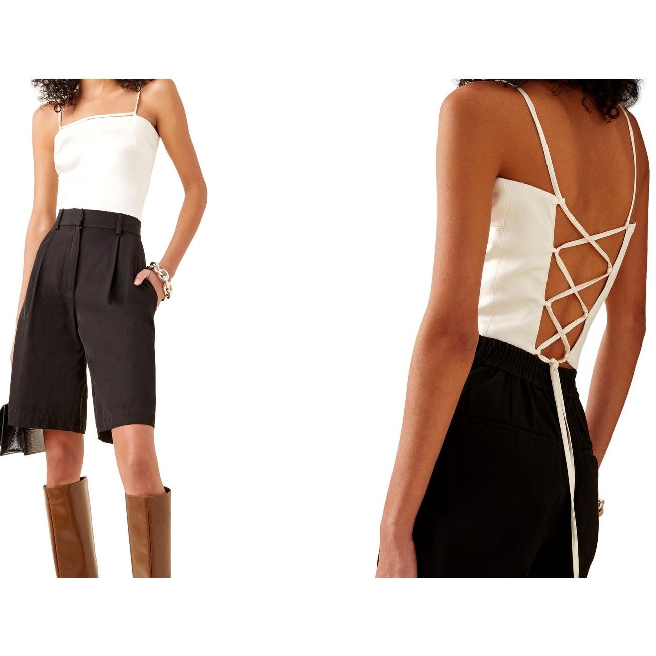 GAUGE81 Gauge 81 Lace Up Backless Ivory Satin Crop Top Size M / US 6-8 / IT 42-44 - 1 Thumbnail