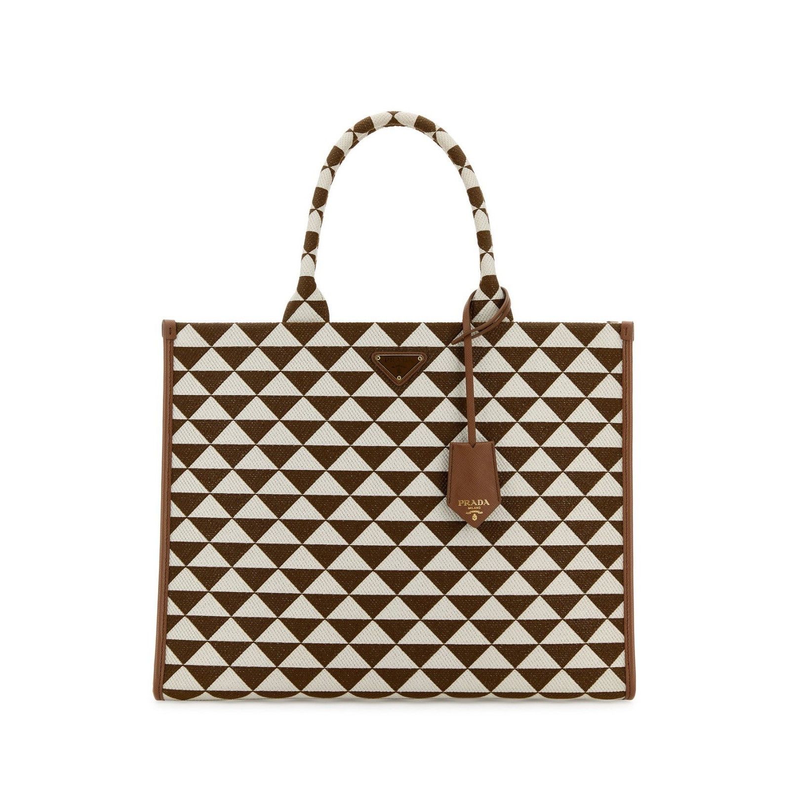 Prada PRADA Symbole Large Embroidered Brown Fabric Shopper Shoulde Size ONE SIZE - 1 Thumbnail
