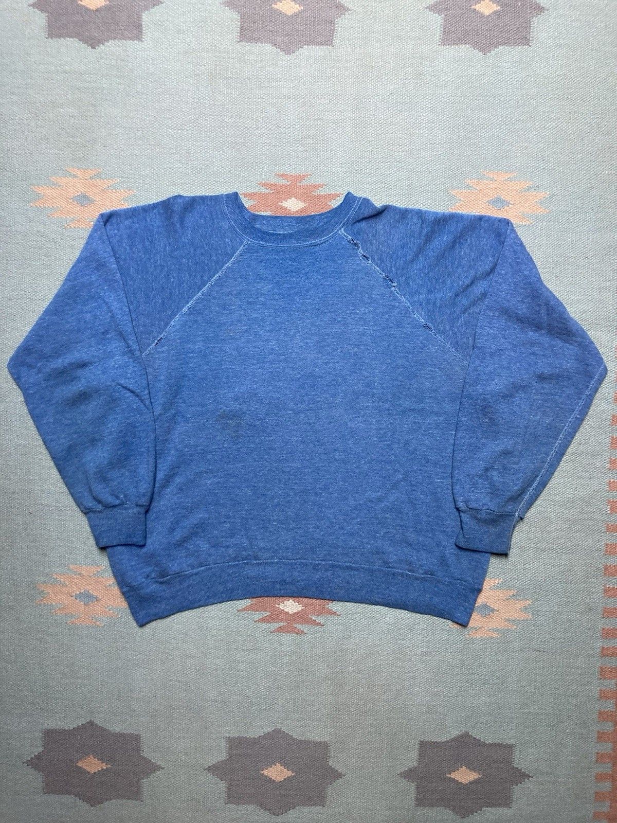 Vintage 70s crewneck sweatshirt heather blue distressed whooped XL Size US XL / EU 56 / 4 - 1 Thumbnail