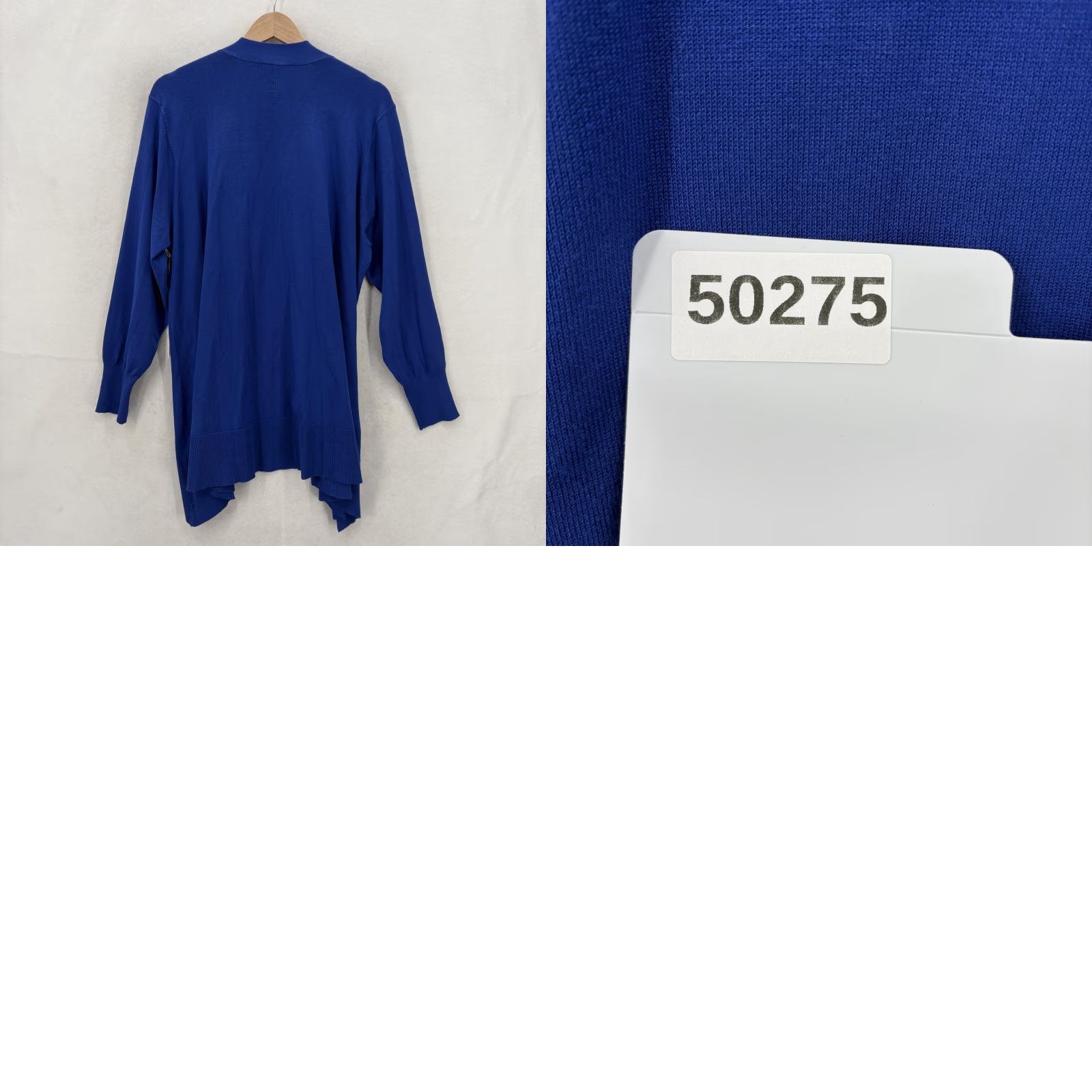 Vintage Chico's Cardigan Sweater Womens XL Knit Hanky Hem Open Front Rich Cobalt NWT Size XL / US 12-14 / IT 48-50 - 9 Thumbnail