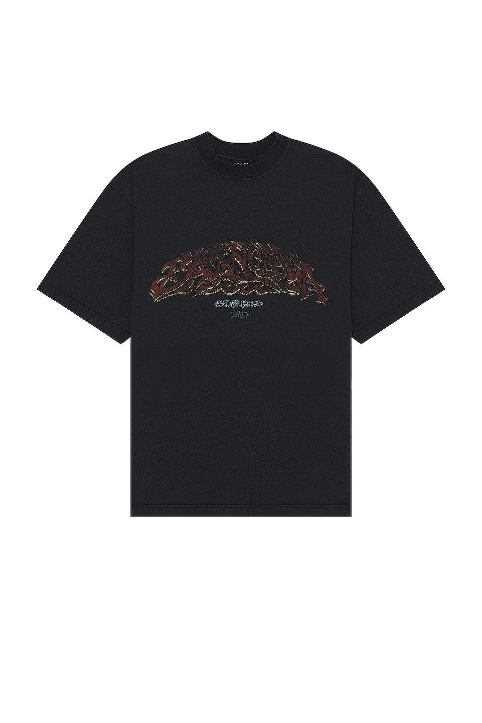 Balenciaga o1in1g0126 Medium Fit T-Shirt in Faded Black/Red Size US XS / EU 42 / 0 - 1 Thumbnail