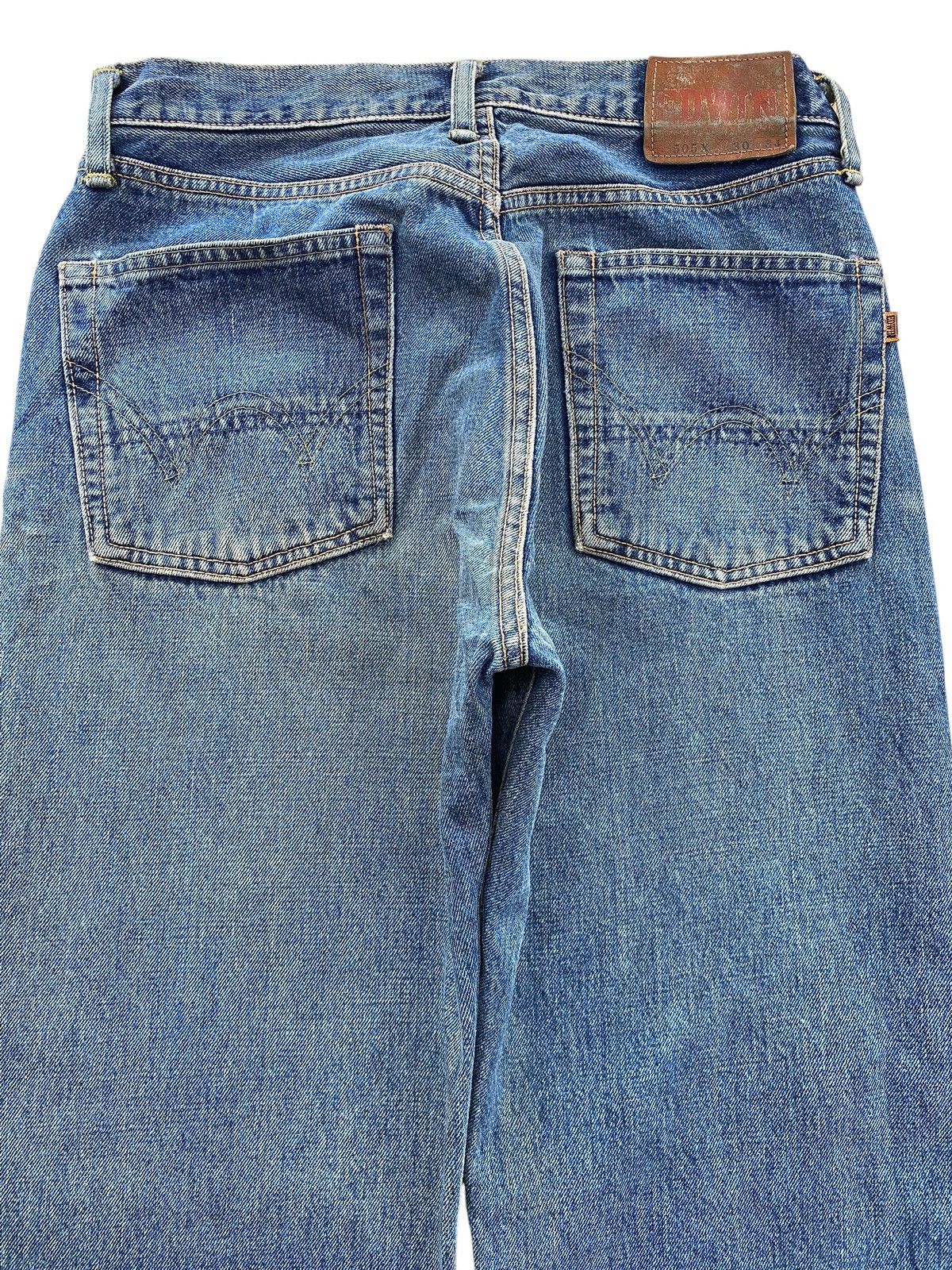 Edwin Edwin 505 Blue Wash Ripped Style Straight Leg Jeans Size US 30 / EU 46 - 4 Thumbnail