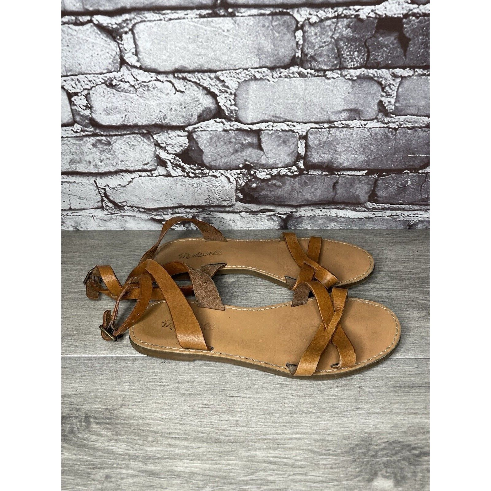 Madewell Madewell Brown Leather Casual Ankle Strap Flat Sandals Women Size US 7.5 / IT 37.5 - 15 Thumbnail
