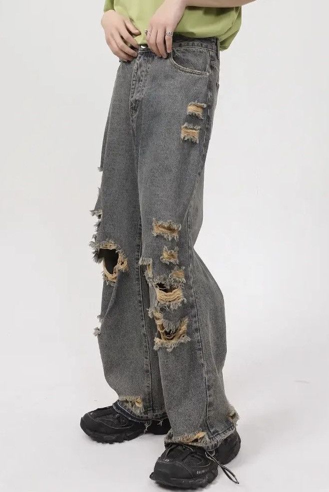 Japanese Brand Distressed denim hole jeans y2k pants Size US 30 / EU 46 - 3 Thumbnail