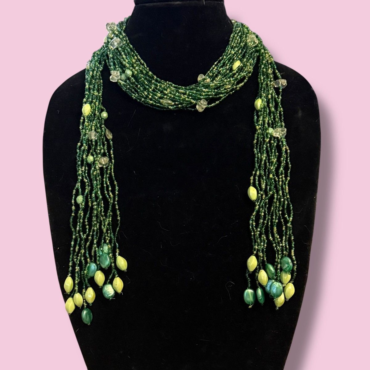 Vintage Vintage green multi strand convertible seed bead necklace Size ONE SIZE - 3 Thumbnail