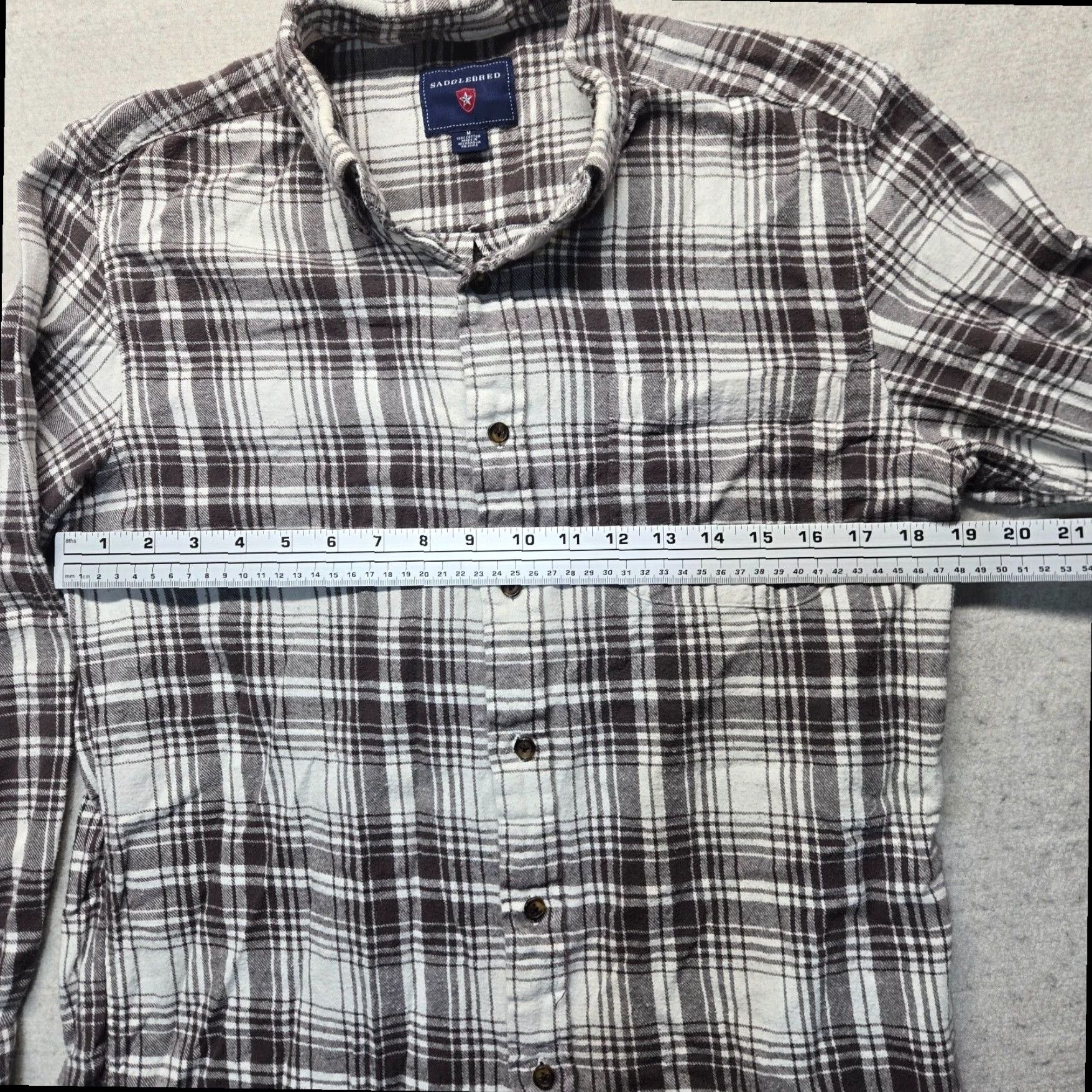 Vintage Saddlebred Brown Plaid Long Sleeve Flannel Button Up Shirt Men's Medium Size US M / EU 48-50 / 2 - 4 Thumbnail