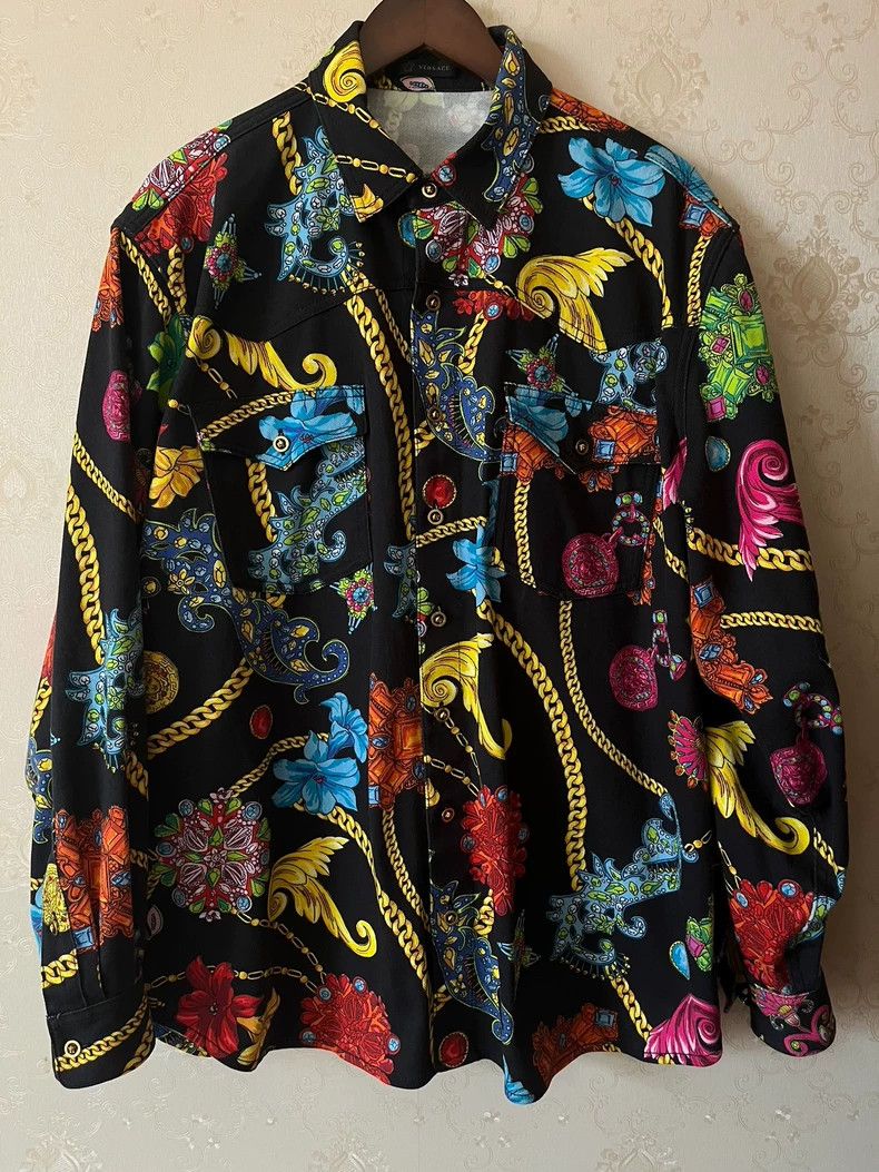 Versace Versace Printed denim jacket top Size US L / EU 52-54 / 3 - 1 Thumbnail