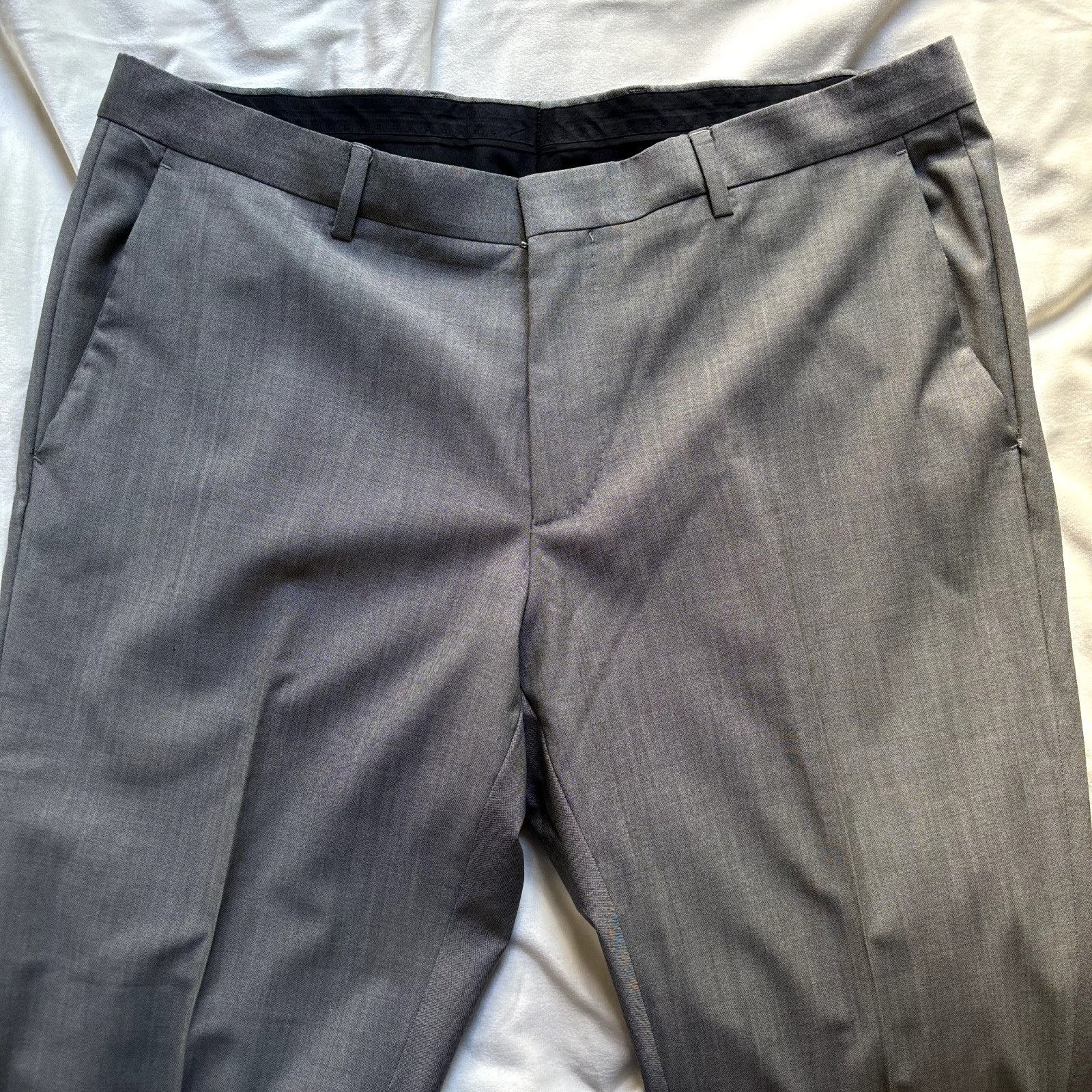 Hugo Boss Hugo Boss Huge4 Genlus3 Men's Dress Pants 36x31 Grey Wool Fl Size 36R - 2 Thumbnail