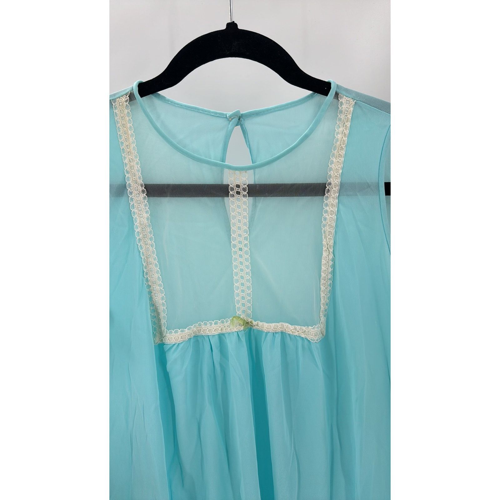 Vintage Vintage Nylon 1960s Blue Nightie Negligee Size S Lace mistee Size S / US 4 / IT 40 - 5 Thumbnail