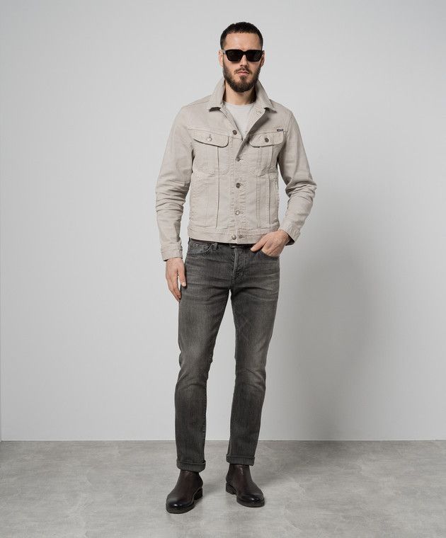 Tom Ford o1w1db10425 DJI001 Denim Jacket in Icon Grey Size US L / EU 52-54 / 3 - 2 Thumbnail