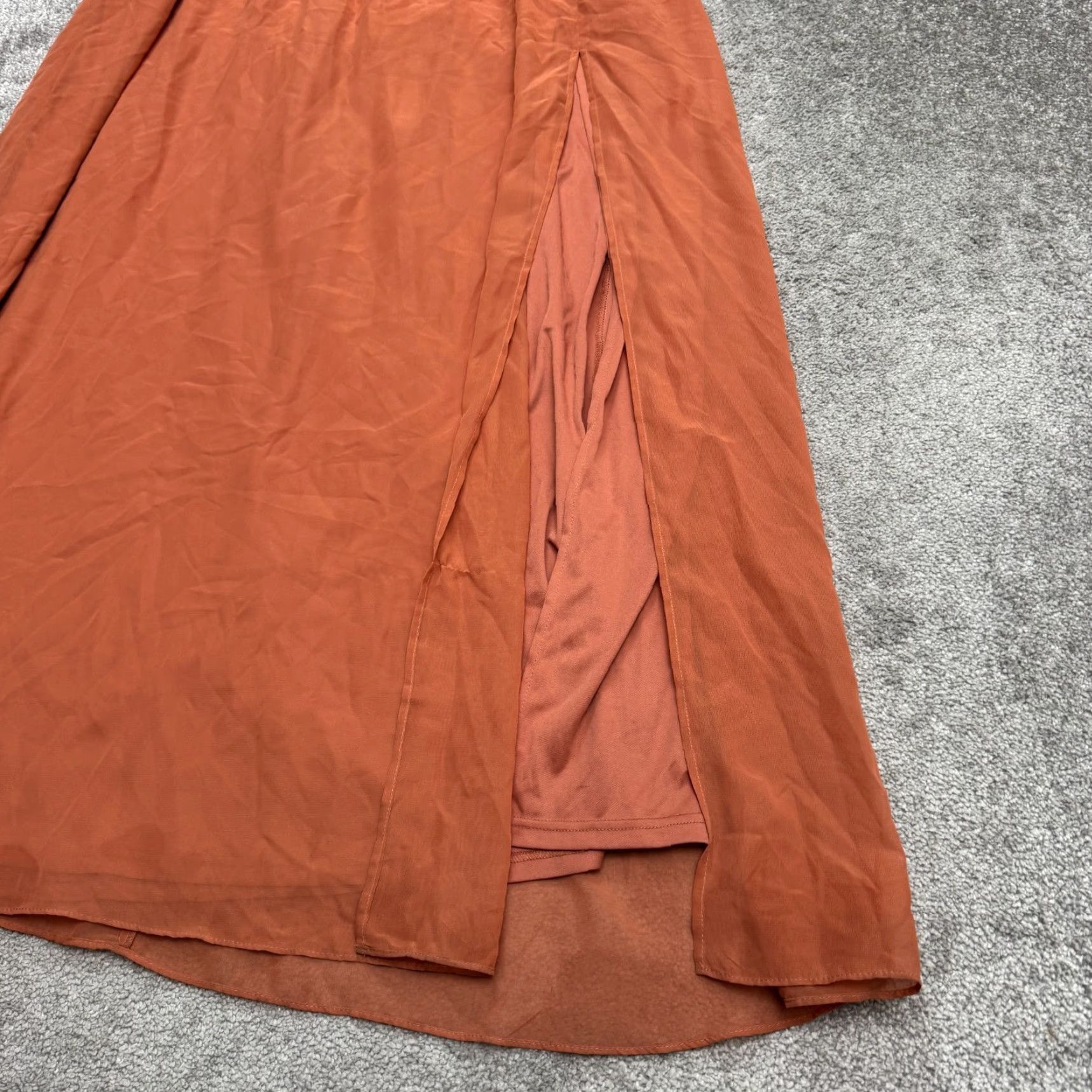 Vintage Birdy Grey Maxi Dress Womens M Chiffon Pleated Sleeveless V-Neck Brown Size M / US 6-8 / IT 42-44 - 3 Thumbnail