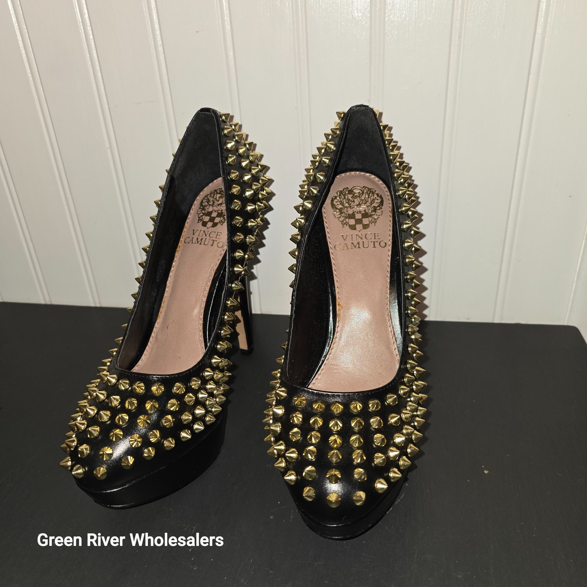 Designer Vince Camuto Madelyn Gold Spike Heels Shoes 6.5 Sexy Hot Rol Size US 6.5 / IT 36.5 - 4 Thumbnail
