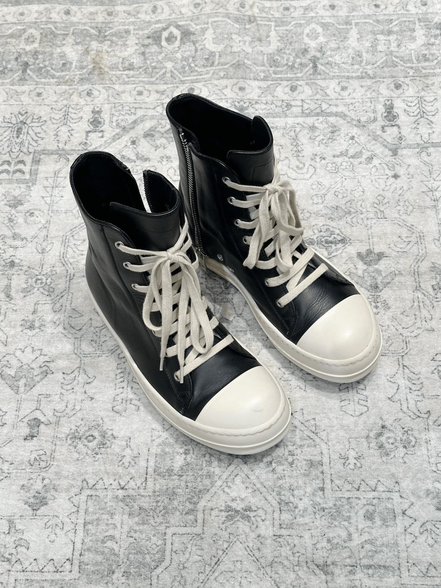 Rick Owens Rick Owens High-Top Leather Zip Sneakers Size US 7 / EU 40 - 1 Thumbnail