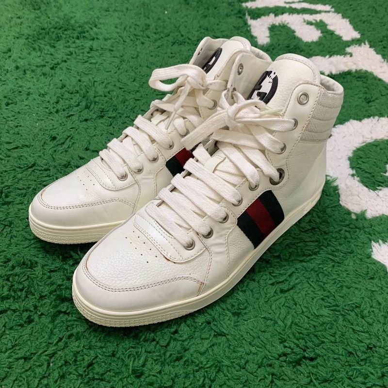Gucci Gucci White Leather Stylish High Top Sneakers Size US 8.5 / EU 41-42 - 1 Thumbnail