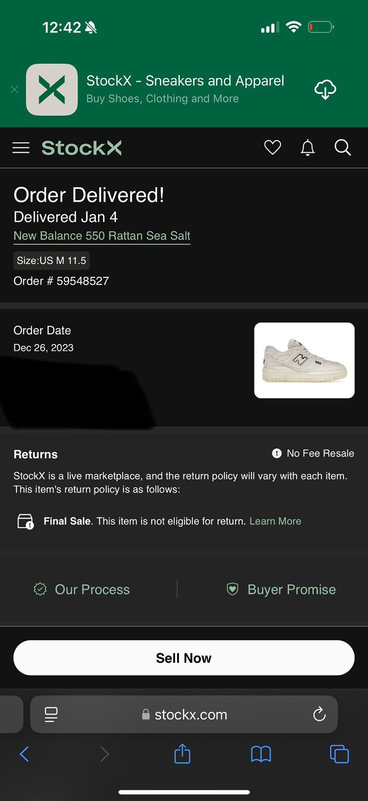 New Balance New Balance 550 Rattan Sea Salt (Size 11.5) Size US 11.5 / EU 44-45 - 10 Thumbnail