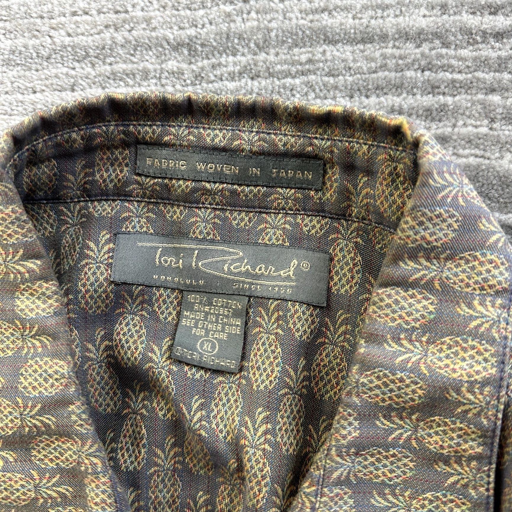 Tori Richard Tori Richard Shirt XL Mens Gray Beige Pineapple Button Up Hawaiian Size US XL / EU 56 / 4 - 6 Thumbnail