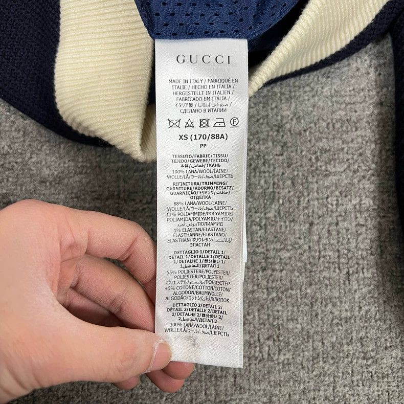 Gucci Gucci 22ss dark blue logo embroidered wool hooded drawstrin Size US XS / EU 42 / 0 - 7 Thumbnail