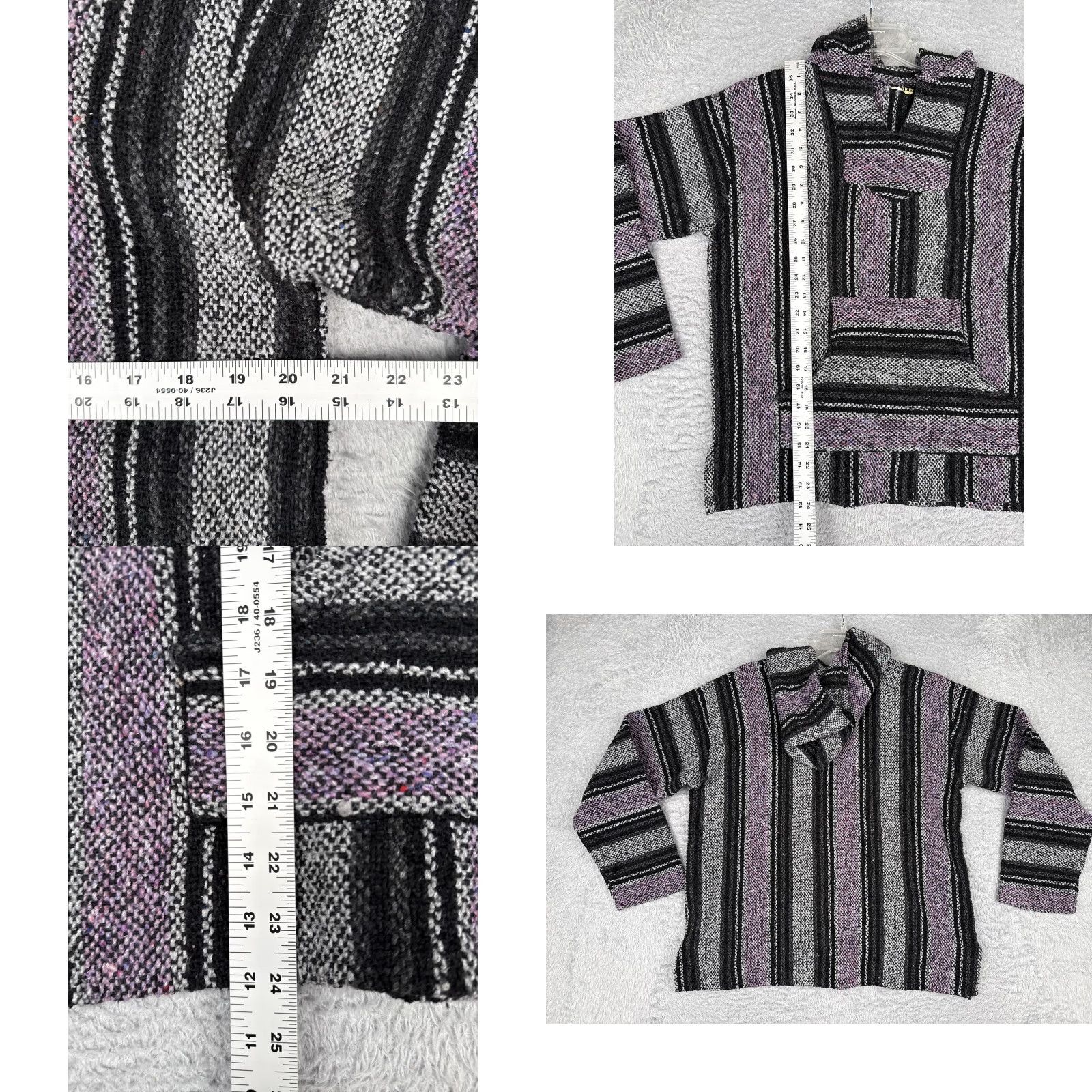 KangaROOS Baja Hoodie Mens Medium Gray Pink Striped Kangaroo Pocket Drug Rug Poncho Size US M / EU 48-50 / 2 - 8 Thumbnail