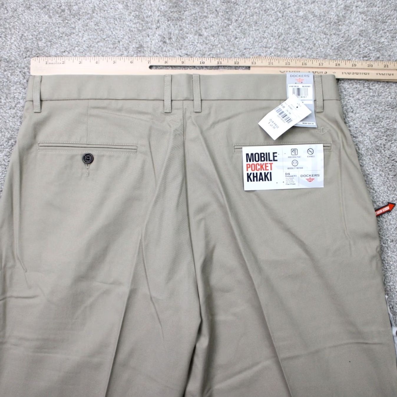 Dockers DOCKERS Pants Mens 36x34 Beige Flat Front Khaki Classic Fit NWT Size US 36 / EU 52 - 7 Thumbnail