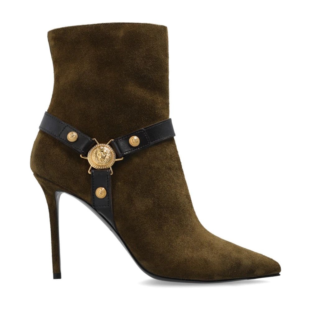 Balmain o1s1wg110126 105mm Pointed Suede Ankle Boots in Green Size US 8 / IT 38 - 1 Thumbnail