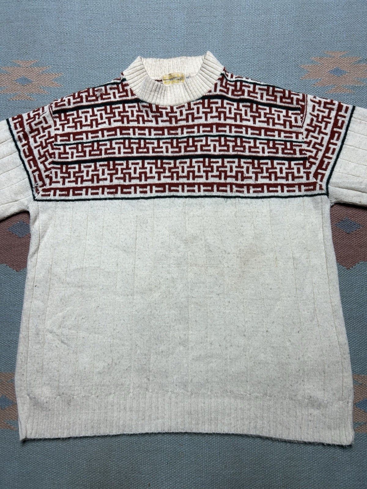 Vintage 70s acrylic knit sweater Detroit knitting mills geometri XL Size US XL / EU 56 / 4 - 3 Thumbnail