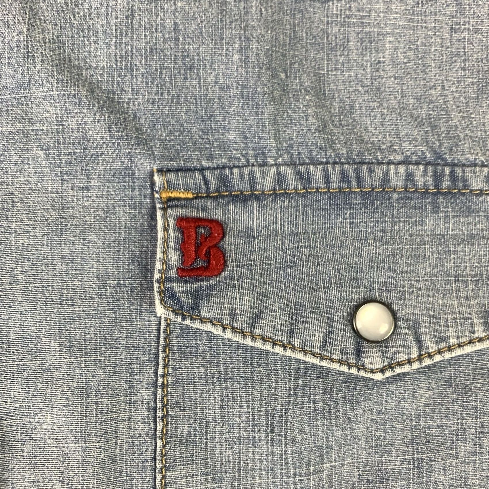 Vintage Boot Barn Western Blue Denim Shirt Mens XL Pearl Snap Cowboy Size US XL / EU 56 / 4 - 3 Thumbnail