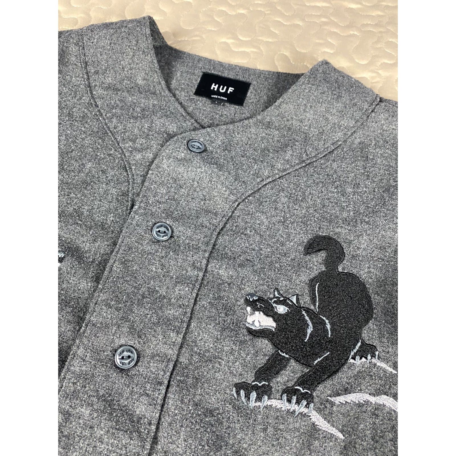 Huf VINTAGE HUF Baseball Jersey Mens L Wool Black & Gray Size US L / EU 52-54 / 3 - 4 Thumbnail