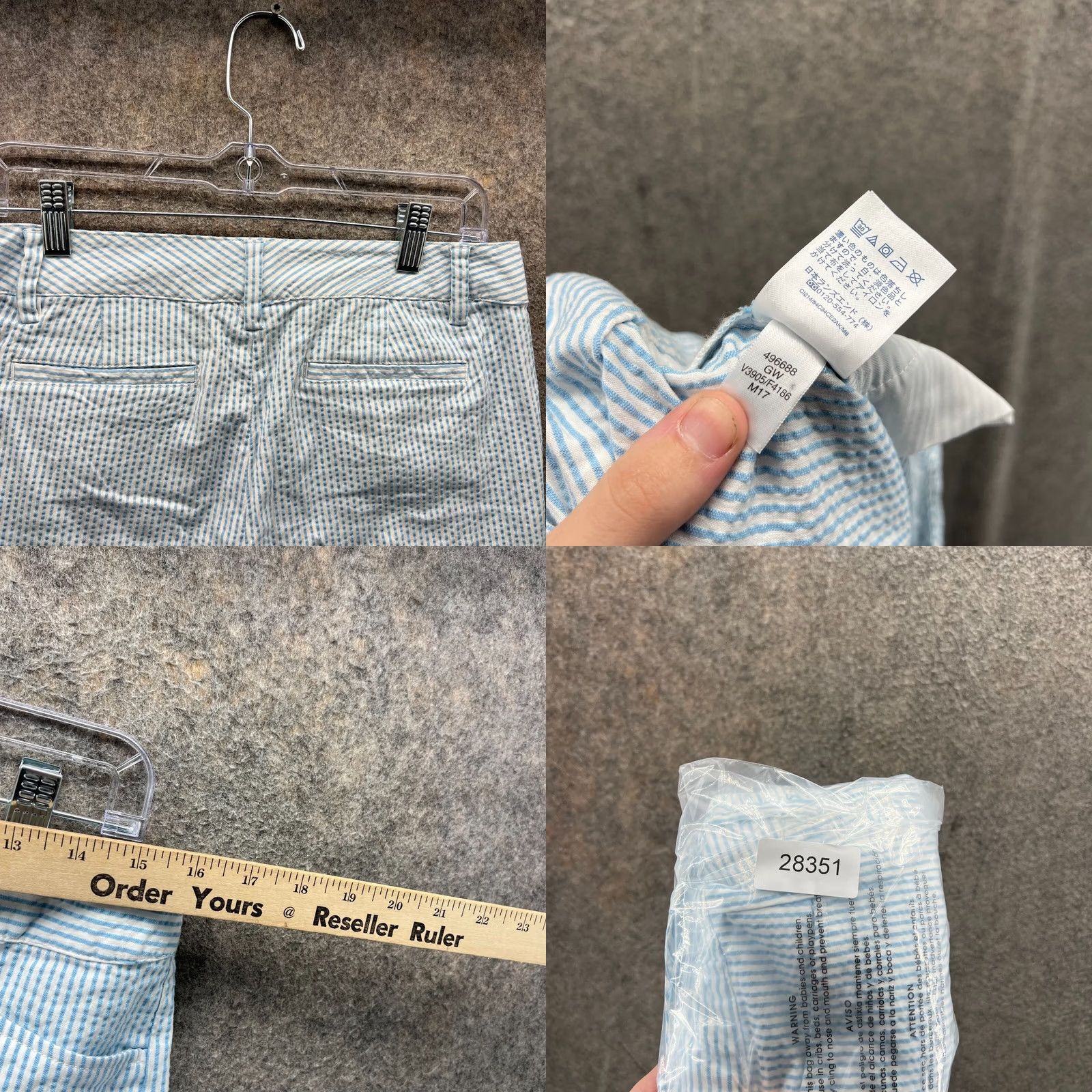 Vintage Lands End Pants Women 8P Petite Blue Striped Mid Rise Slim Leg Seersucker Casual Formal Travel Dress Pants Mens Womens Girls Boys Size 30" / US 8 / IT 44 - 8 Thumbnail
