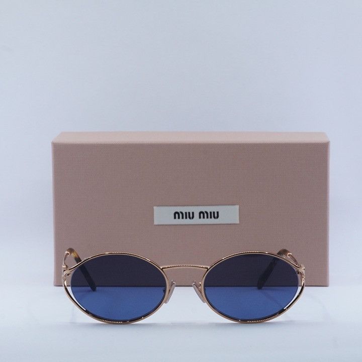 Miu Miu Miu Miu MU52YS ZVF1V1 Sunglasses Pink Gold Oval Frame Size ONE SIZE - 11 Thumbnail