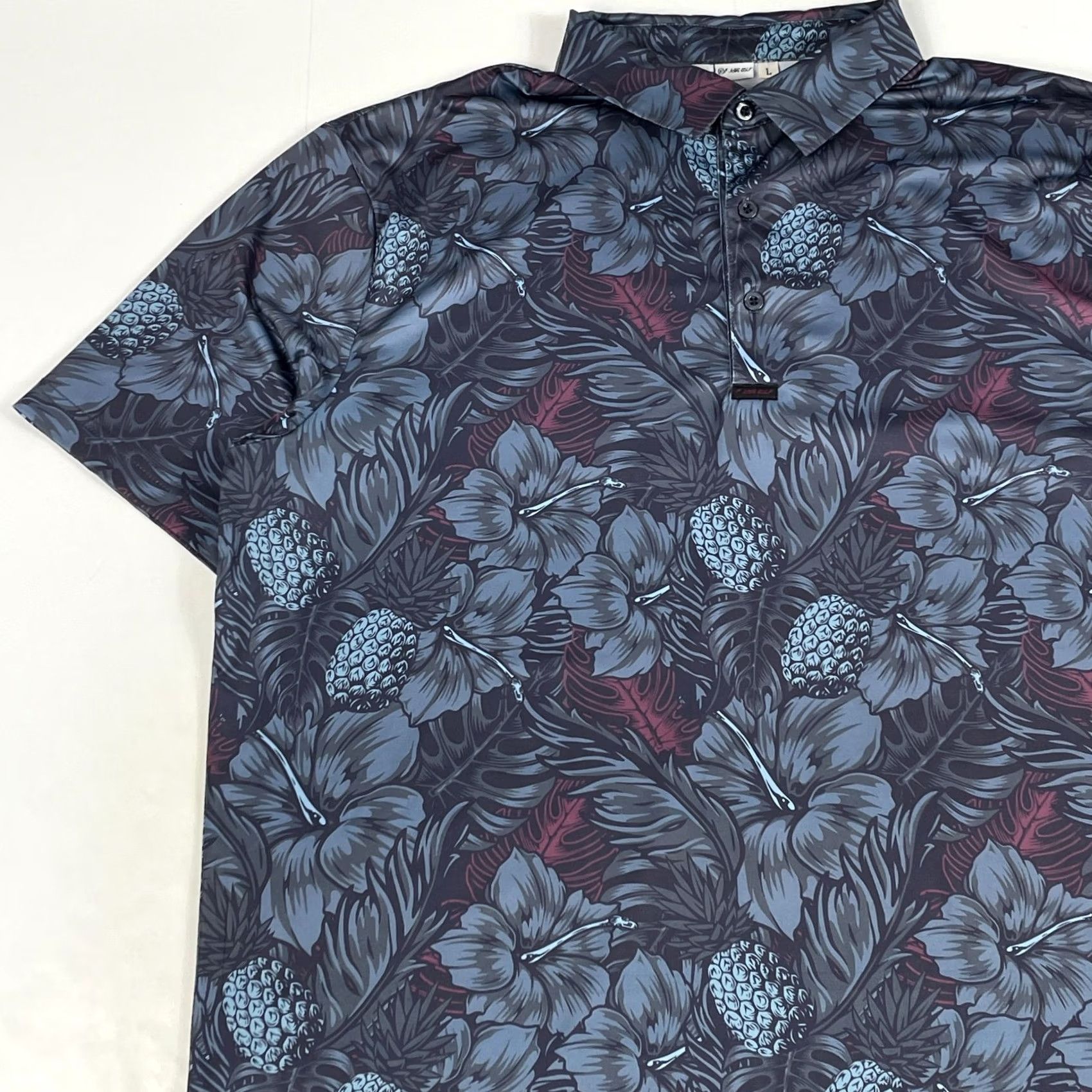 Vintage F King Golf Polo Shirt Mens Large Blue Tropic Twilight Floral Hawaiian Golfing Size US L / EU 52-54 / 3 - 2 Thumbnail