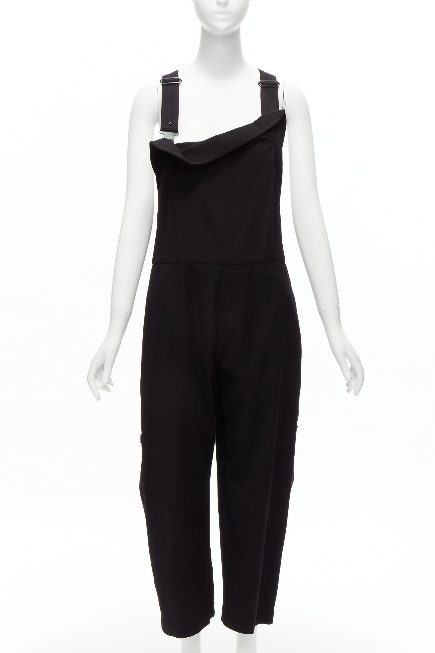 Yohji Yamamoto Y'S YOHJI YAMAMOTO black cotton blend button side drop crotch dungaree JP1 S Size 28" / US 6 / IT 42 - 1 Thumbnail