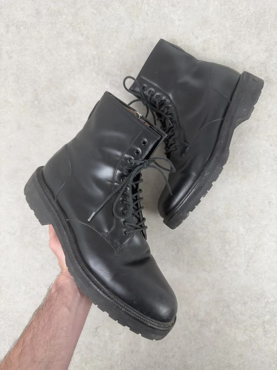 Dries Van Noten AW2017 Dries Van Noten Black Leather Combat Zip Boots Size US 12.5 / EU 45-46 - 1 Thumbnail