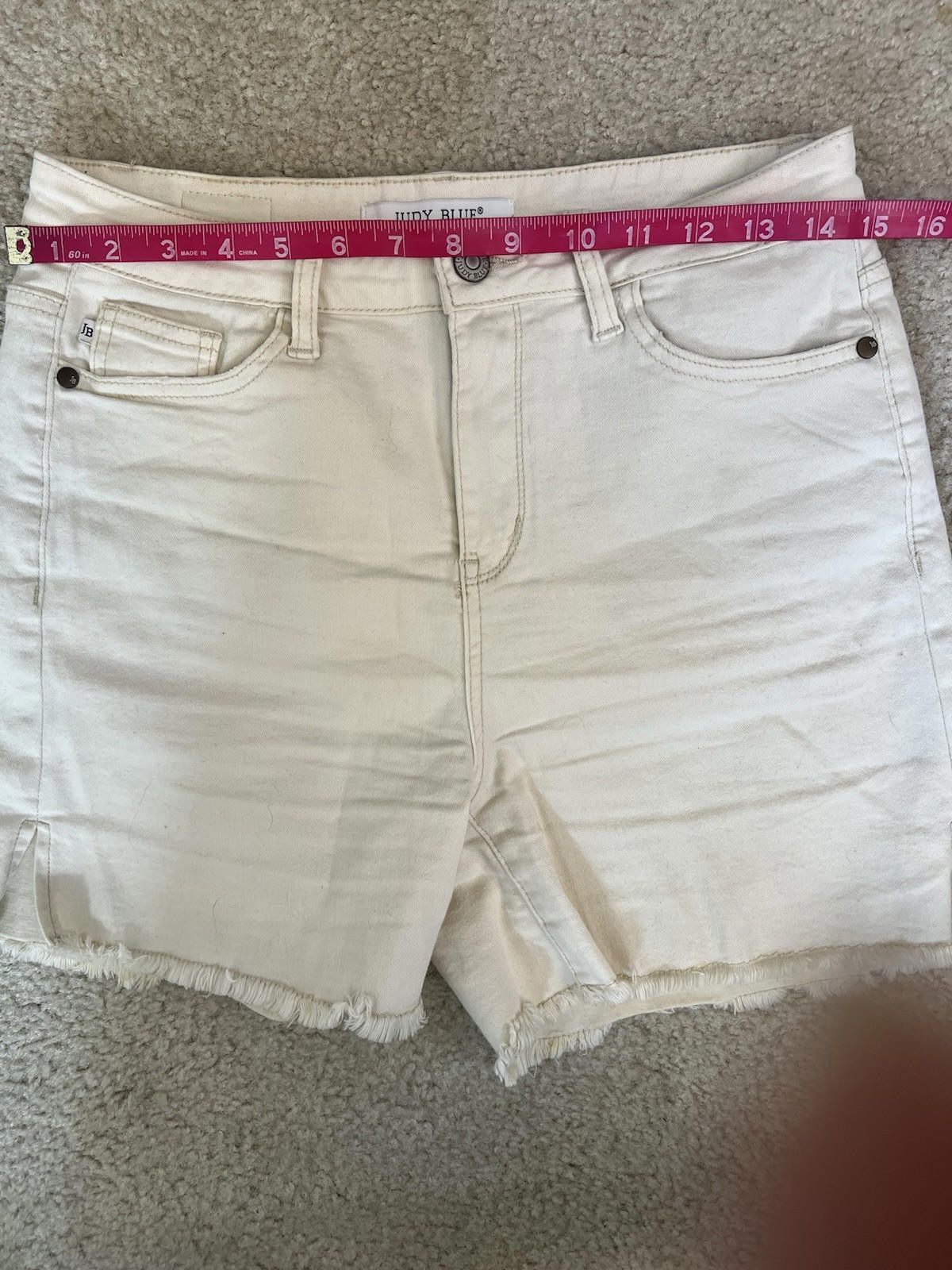 Designer Judy Blue High Rise Denim Shorts Size Medium White Style Size 32" / US 10 / IT 46 - 7 Thumbnail