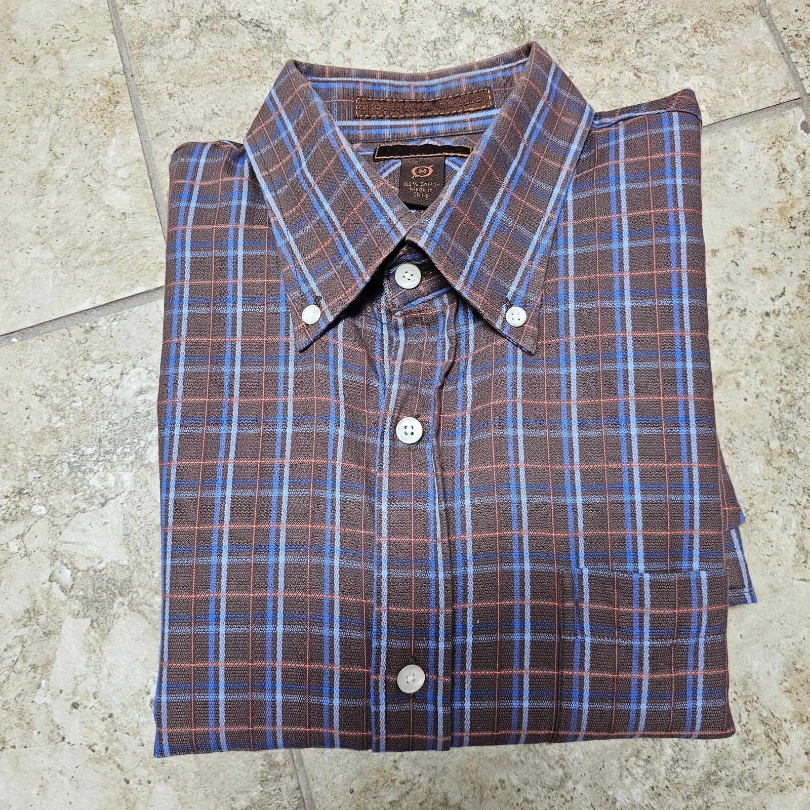 Born Born Brown Plaid Button Down Men's Shirt 100% Cotton Medium Size US M / EU 48-50 / 2 - 10 Thumbnail