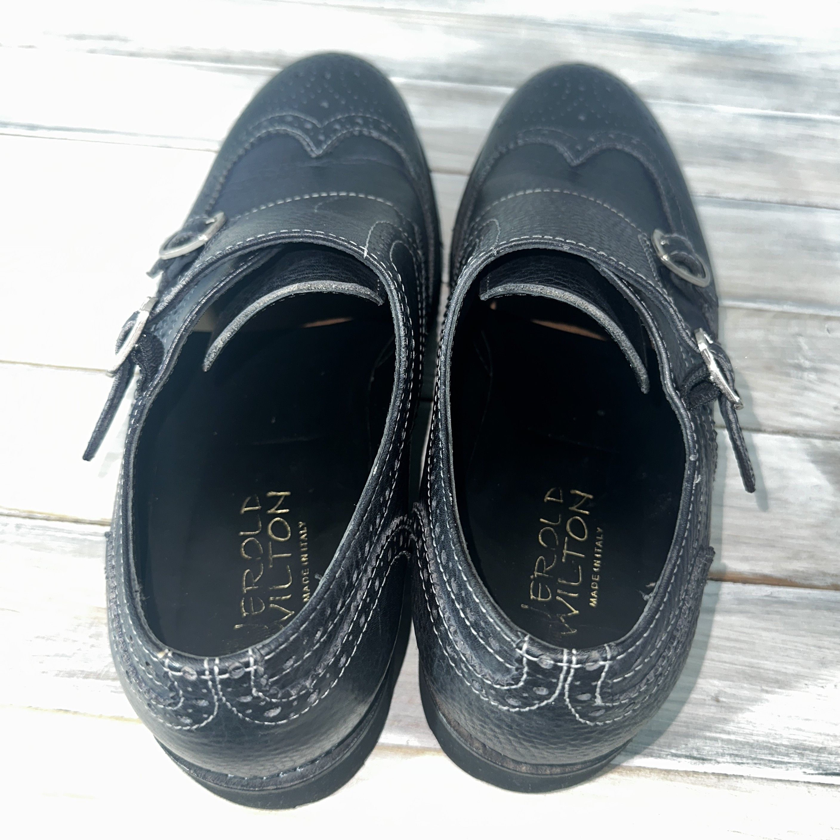 Leather JEROLD WILTON Monk Leather Shoes Made In Italy Luxury Brand Size US 9.5 / EU 42-43 - 10 Thumbnail