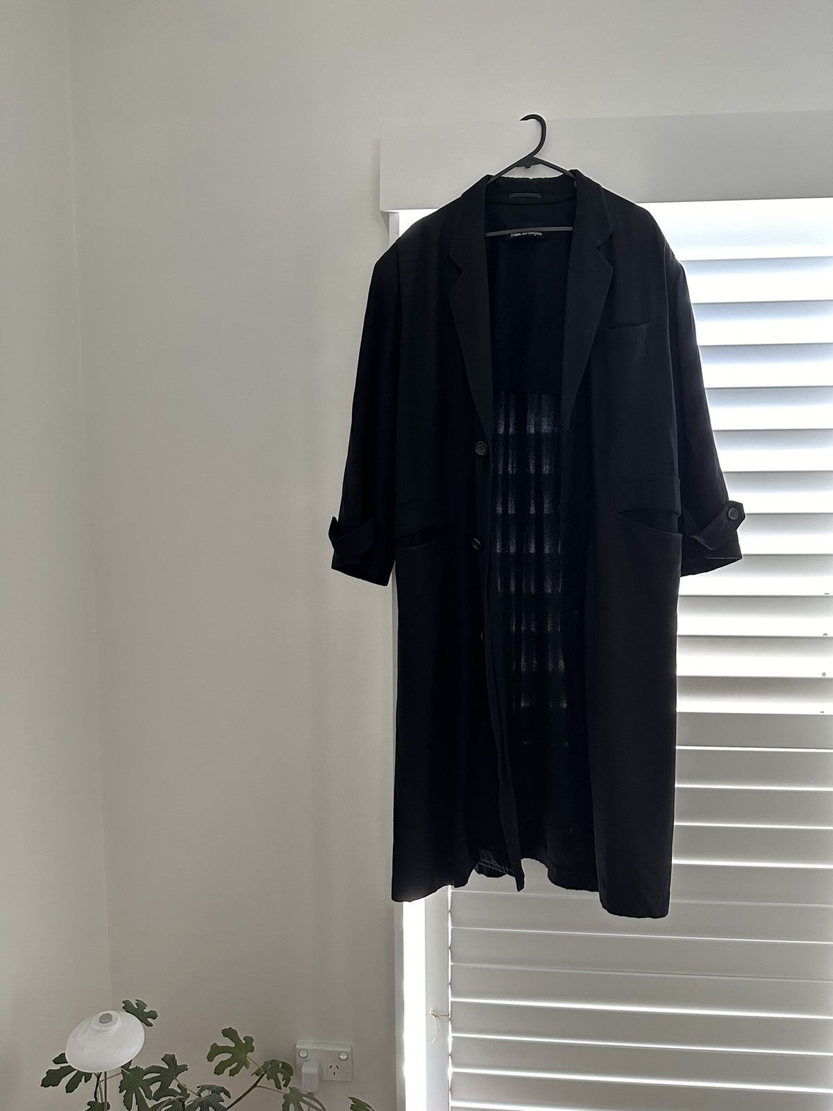 image of Comme Des Garcons Vintage Duster Jacket Washed Black X , Men's (Size 2XL)