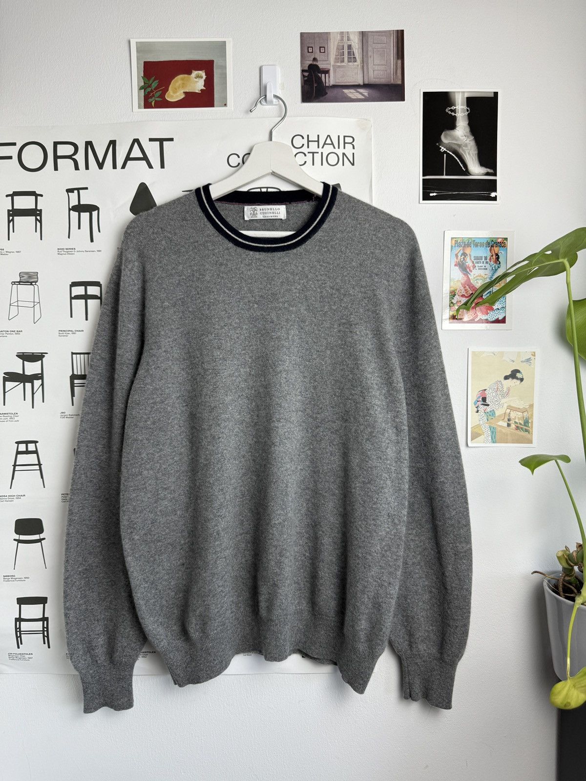 Brunello Cucinelli basic cashmere grey sweater L luxury