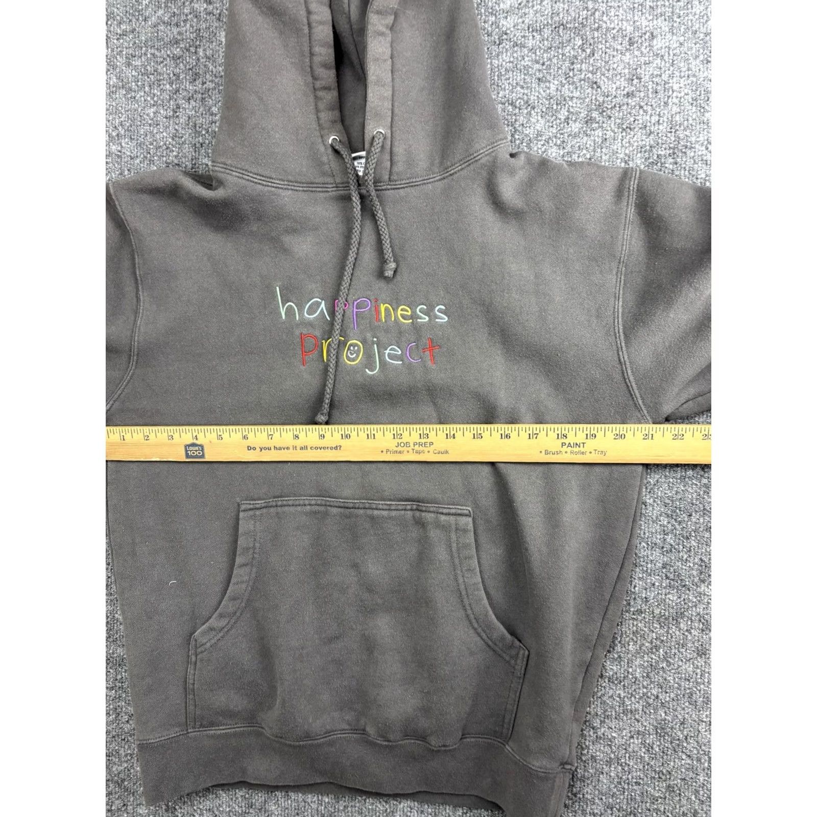 Vintage Happiness Project Hoodie Mens Small Gray Fleece Pullover Logo Graphic Front Size US S / EU 44-46 / 1 - 6 Thumbnail