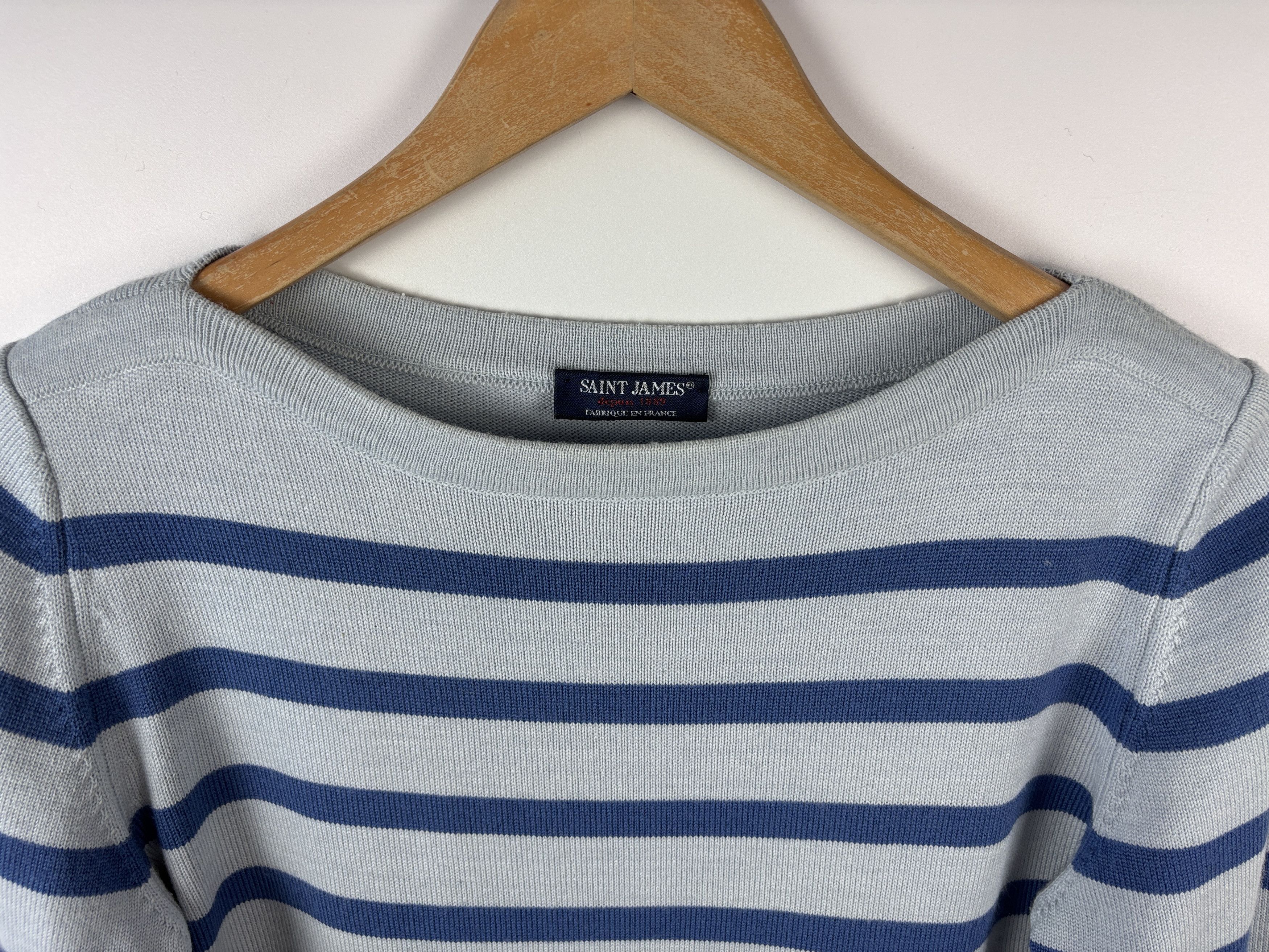 Saint James × Vintage Saint James Striped 3/4 Sleeve Sweater Wool Jumper US 8 (S) Size M / US 6-8 / IT 42-44 - 2 Thumbnail