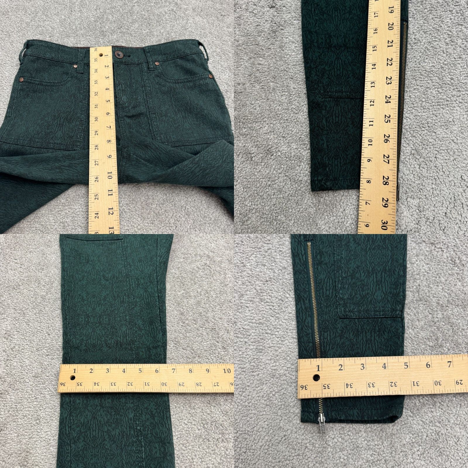 Vintage Pilcro And The Letter Press Jacquard Ankle Zip Denim Jeans Womens 26 Green 28x28 Size 26" / US 2 / IT 38 - 9 Thumbnail