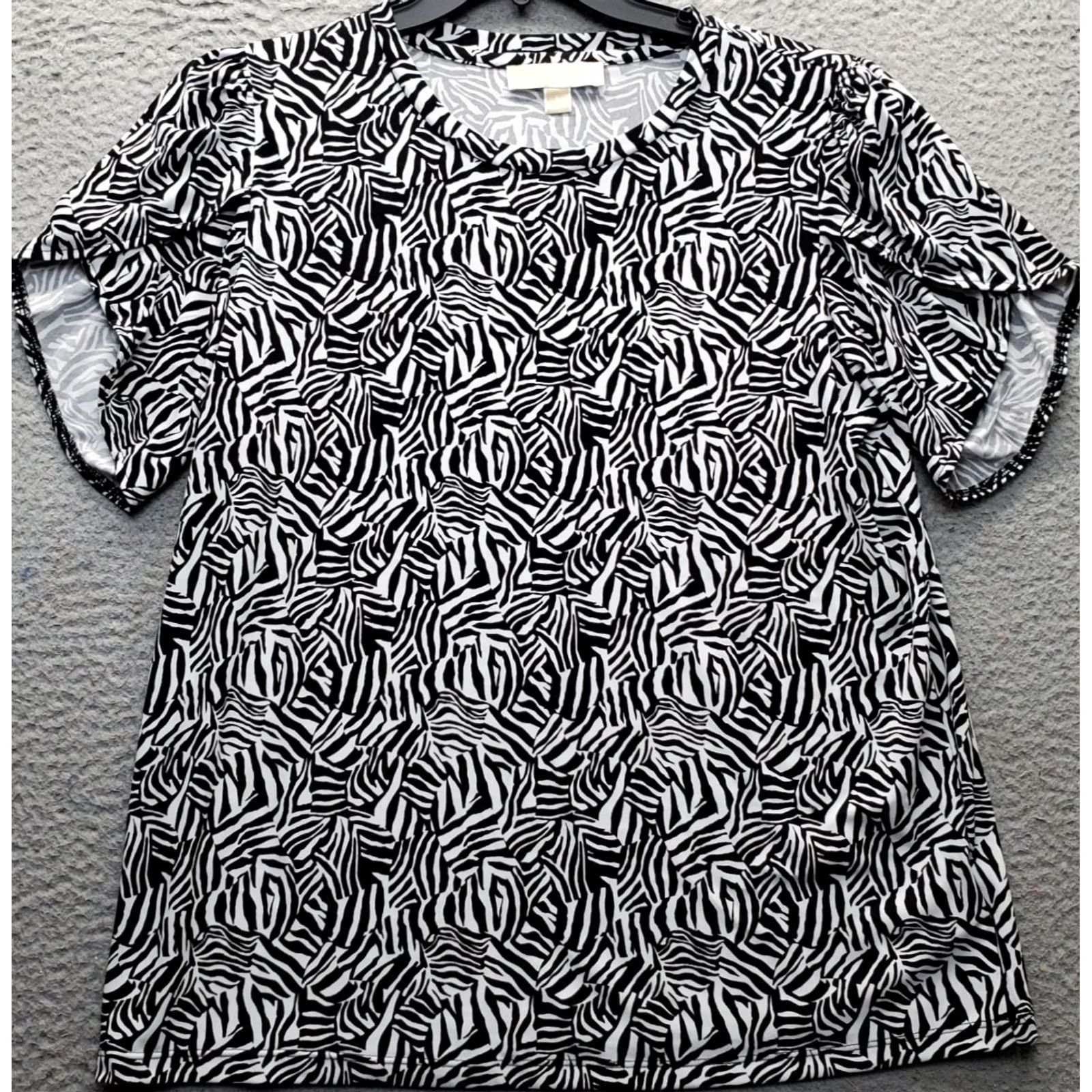 Michael Kors Michael Kors Blouse Womens Size L Multi Zebra Print Tulip Sleeve Round Neck Shirt Womens Size L / US 10 / IT 46 - 2 Thumbnail