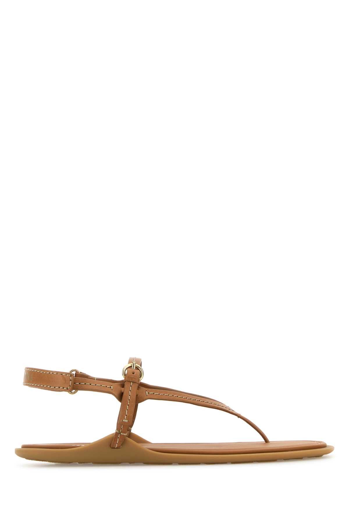 Camel Leather Thong Sandals
