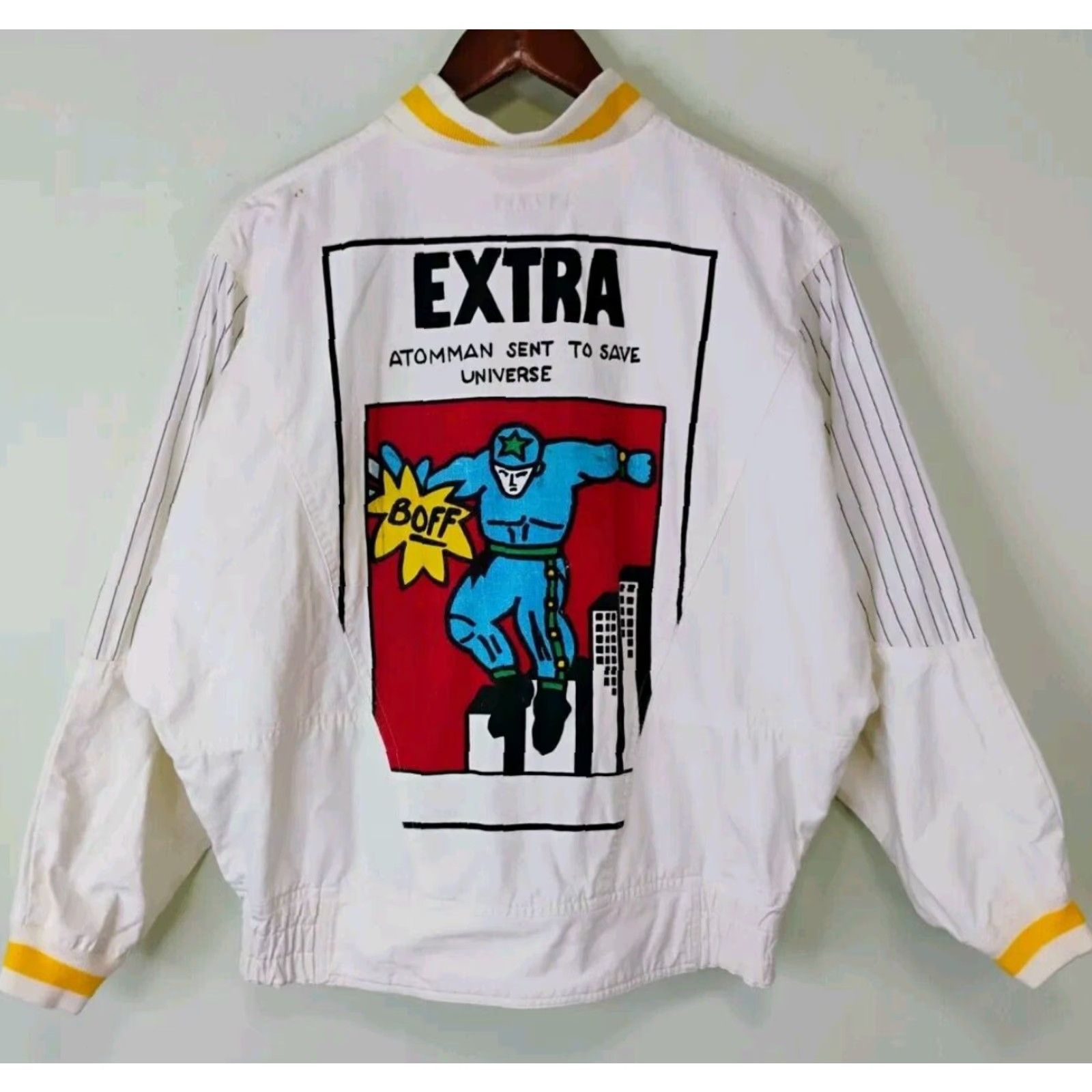 Etro VINTAGE Atomman Comic Pop Art Lightweight Bomber Jacket S White Unisex Adults Regular Porsha Zip Stand-Up Collar 80s Comics Theme Rare Size US S / EU 44-46 / 1 - 2 Thumbnail
