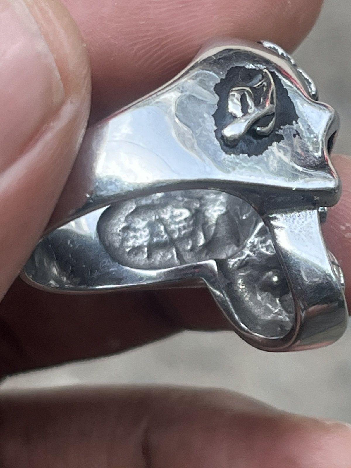 If Six Was Nine Hardcore Punk Skull Rose Ring Chrome Style Size ONE SIZE - 9 Thumbnail