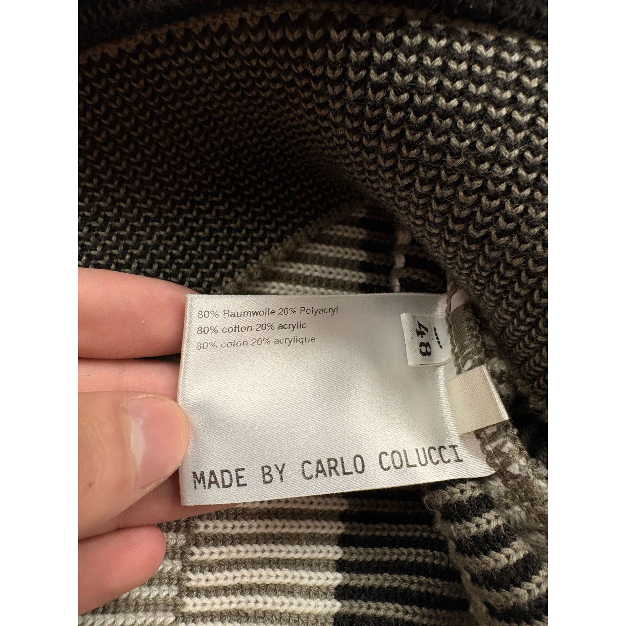 Carlo Colucci Carlo Colucci Striped Half-Zip Sweater Ribbed Knit Gray & Bl Size US XL / EU 56 / 4 - 9 Thumbnail