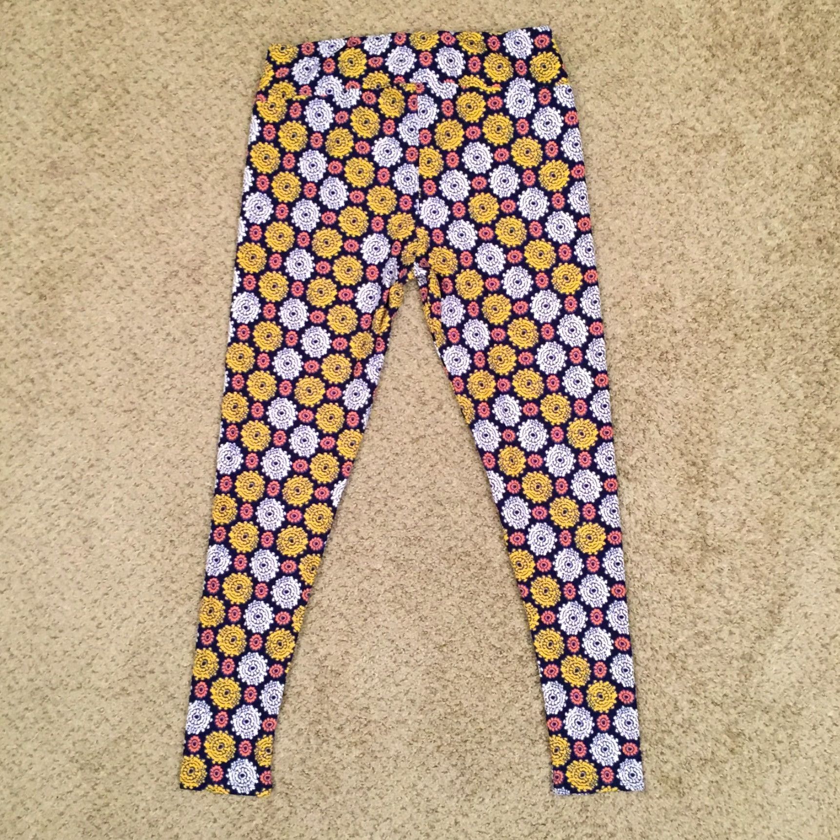 Vintage LuLaRoe Tall & Curvy Leggings Floral Blue Jogger Elastic Waist Women 32 Inseam 27" TS Casual Vintage? Size 24" / US 00 / IT 34 - 6 Thumbnail
