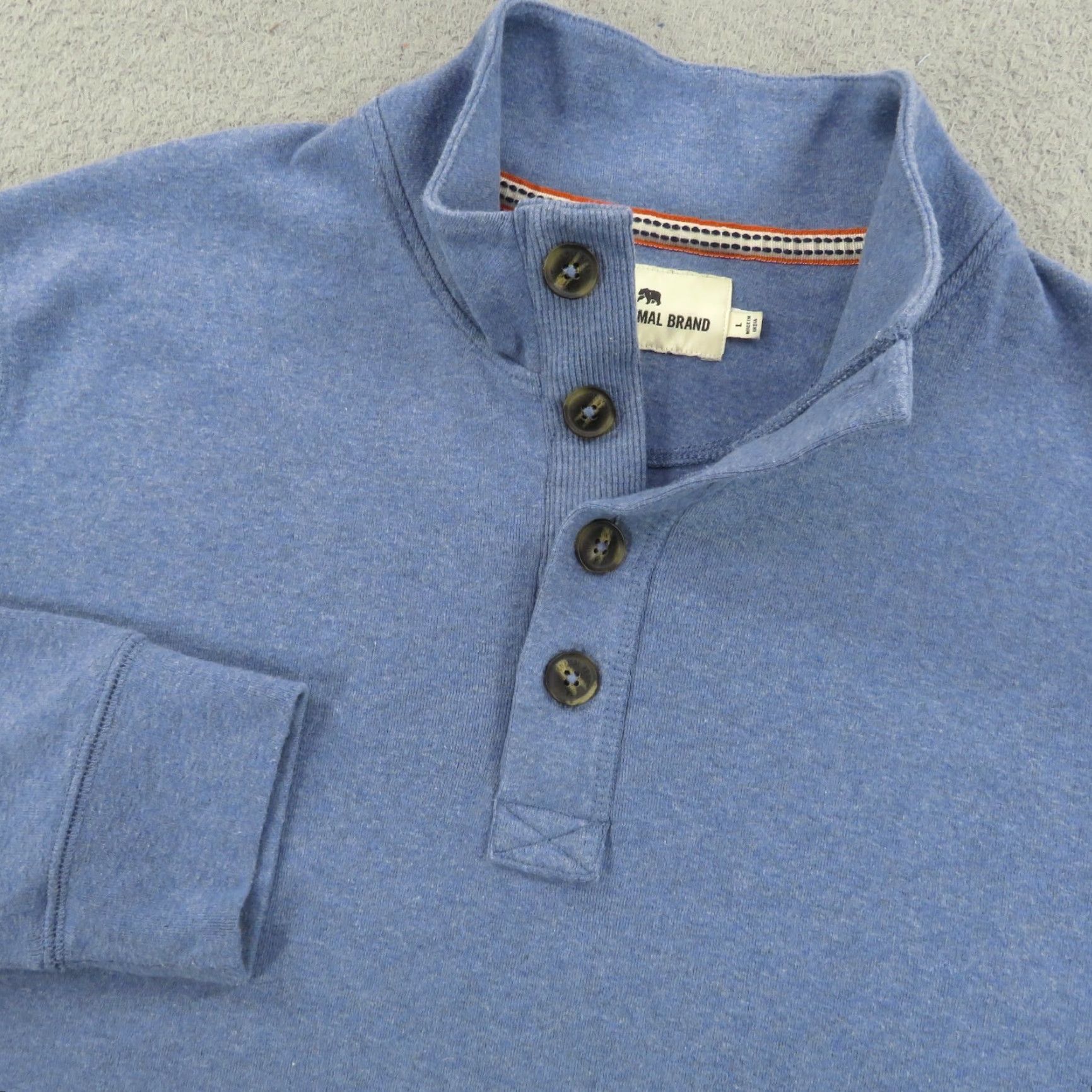 Vintage The Normal Brand Sweater Mens Large Heather Blue Thick Long Sleeve Henley Shirt Size US L / EU 52-54 / 3 - 2 Thumbnail