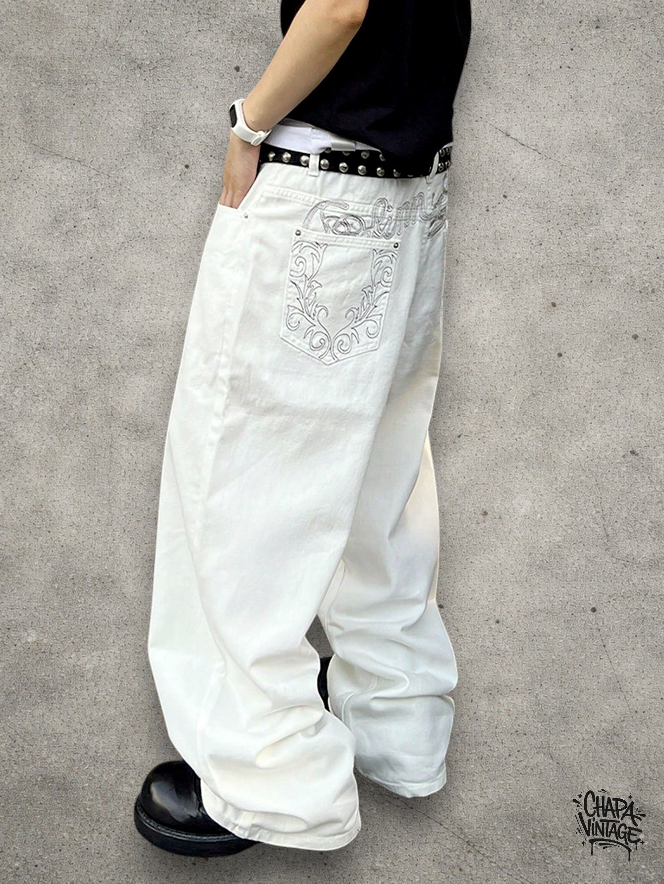 Vintage Wide fashion white jeans Size US 32 / EU 48 - 4 Thumbnail