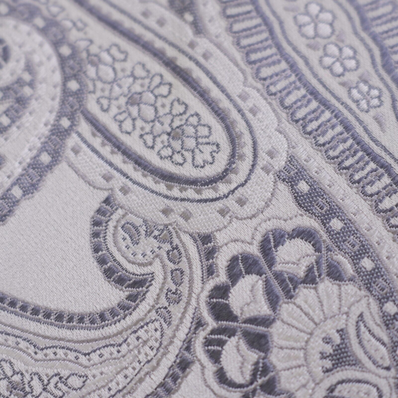 Croft & Barrow Croft & Barrow White Gray Woven Paisley Silk Tie Size ONE SIZE - 2 Thumbnail